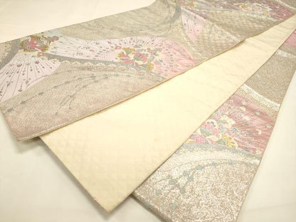 平和屋着物◎六通柄袋帯 唐織 洋花文 金銀糸 正絹 逸品 DAAJ7768fc