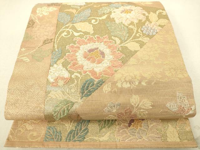 平和屋着物◎六通柄袋帯 天平献上裂形文 金糸 正絹 逸品 DAAJ7778fc