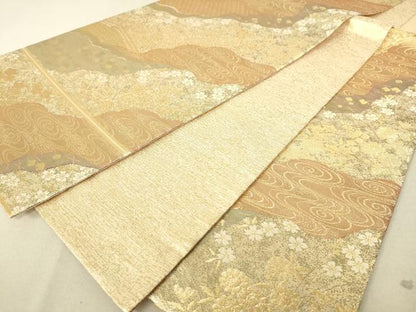 平和屋着物◎六通柄袋帯 道長花文 金糸 正絹 逸品 DAAJ7786fc