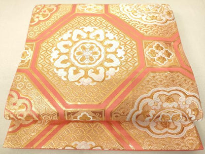 平和屋着物◎六通柄袋帯 蜀江花文 金銀糸 正絹 逸品 DAAJ7789fc