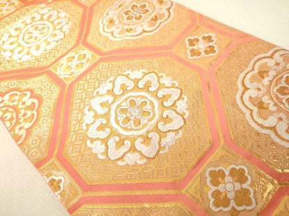 平和屋着物◎六通柄袋帯 蜀江花文 金銀糸 正絹 逸品 DAAJ7789fc