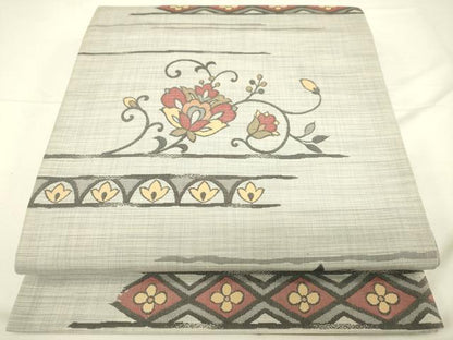 平和屋着物◎六通柄袋帯 明日香 更紗花文 正絹 逸品 DAAJ7813fc