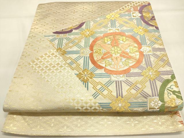 平和屋着物◎六通柄袋帯 舞花文 金銀糸 正絹 逸品 DAAJ7921fc