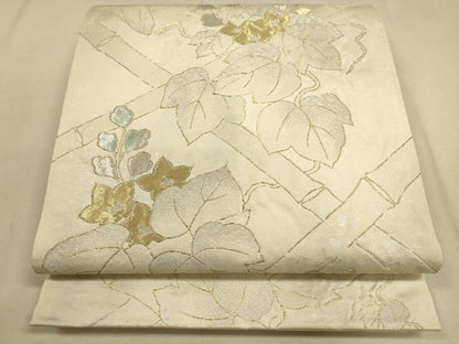 平和屋着物●六通柄袋帯 蔦の葉花文 金銀糸 正絹 逸品 DAAJ8574jm