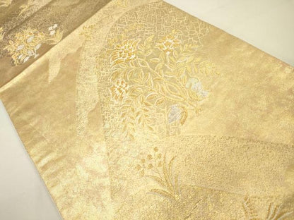平和屋着物●六通柄袋帯 花鳥文 金銀糸 引箔 正絹 逸品 DAAJ8684jm