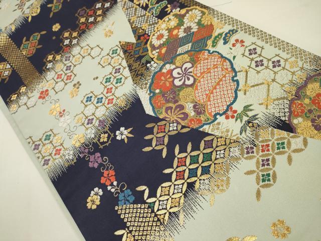 平和屋着物●六通柄袋帯 彩遊小袖 雪輪吉祥花文 金糸 正絹 逸品 DAAJ8719jm