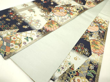 平和屋着物●六通柄袋帯 彩遊小袖 雪輪吉祥花文 金糸 正絹 逸品 DAAJ8719jm