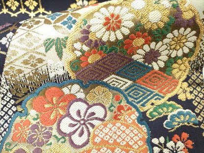 平和屋着物●六通柄袋帯 彩遊小袖 雪輪吉祥花文 金糸 正絹 逸品 DAAJ8719jm