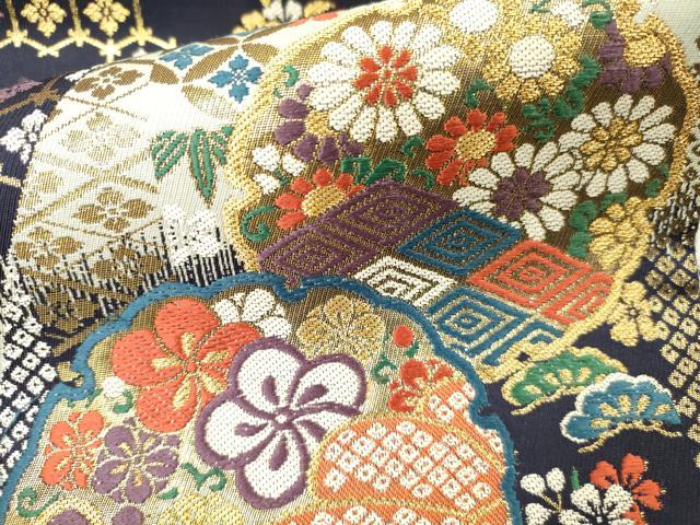 平和屋着物●六通柄袋帯 彩遊小袖 雪輪吉祥花文 金糸 正絹 逸品 DAAJ8719jm