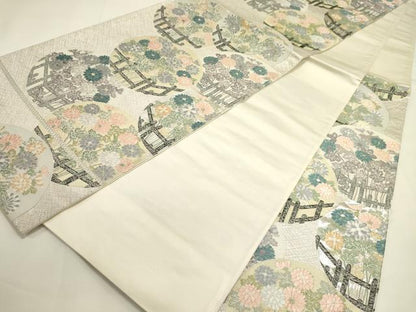 平和屋着物●六通柄袋帯 唐織 競麗花の丸 金銀糸 正絹 逸品 DAAJ8771jm