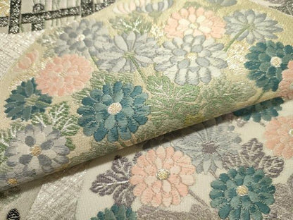 平和屋着物●六通柄袋帯 唐織 競麗花の丸 金銀糸 正絹 逸品 DAAJ8771jm