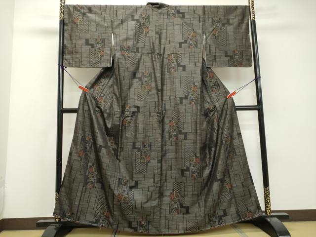 平和屋着物■本場大島紬 色紙重ね草花文 正絹 逸品 DAAK0233ud