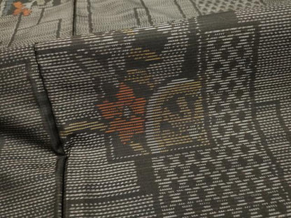 平和屋着物■本場大島紬 色紙重ね草花文 正絹 逸品 DAAK0233ud