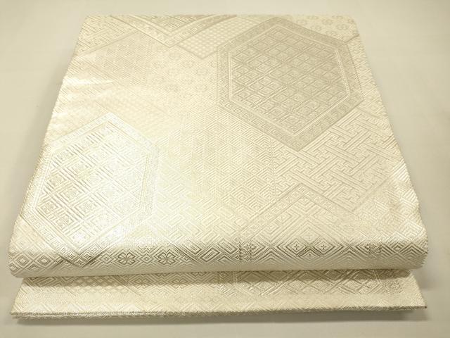 平和屋着物◎佐賀錦 全通柄袋帯 吉祥亀甲花文 銀糸 正絹 逸品 DAAK2019zy