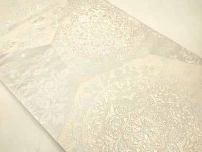 平和屋着物◎六通柄袋帯 切嵌花鳥文 銀糸 正絹 逸品 DAAK2024zy