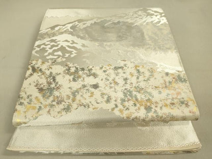 平和屋着物◎六通太鼓柄袋帯 重ね山文 金銀糸 引箔 正絹 逸品 DAAK2059zy