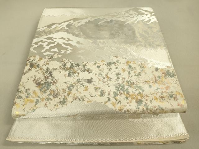 平和屋着物◎六通太鼓柄袋帯 重ね山文 金銀糸 引箔 正絹 逸品 DAAK2059zy