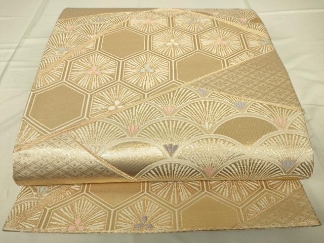平和屋着物◎六通柄袋帯 光悦錦 金糸 正絹 逸品 DAAK2095zy