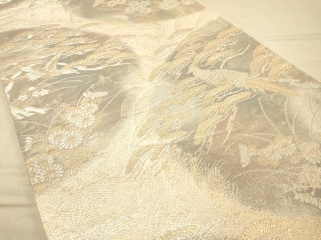 平和屋着物◎六通柄袋帯 京洛錦 花鳥松文 金銀糸 二重引箔 正絹 逸品 DAAK2136zy
