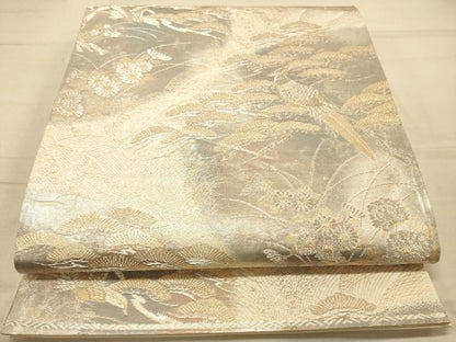 平和屋着物◎六通柄袋帯 京洛錦 花鳥松文 金銀糸 二重引箔 正絹 逸品 DAAK2136zy