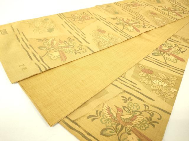 平和屋着物◎六通柄袋帯 明日香 花鳥文 正絹 逸品 DAAK2174zy