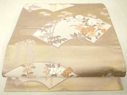 平和屋着物◎六通柄袋帯 唐織 地紙花文 金銀糸 正絹 逸品 DAAK2195zy