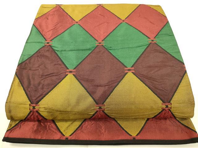 平和屋着物◎六通柄袋帯 菱文 正絹 逸品 DAAK2232zy
