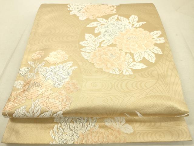 平和屋着物◎六通柄袋帯 唐織 花丸観世流水文 金銀糸 正絹 逸品 DAAK2238zy