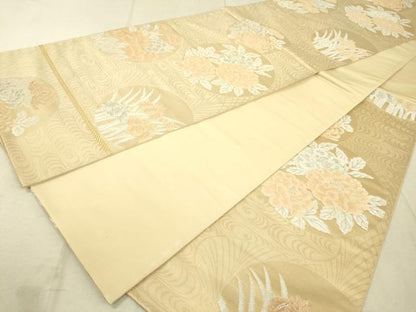 平和屋着物◎六通柄袋帯 唐織 花丸観世流水文 金銀糸 正絹 逸品 DAAK2238zy
