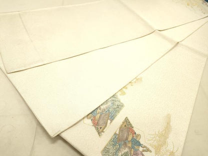 平和屋着物◎綴れ 太鼓柄袋帯 人物風景花文 金銀糸 正絹 逸品 DAAK2242zy