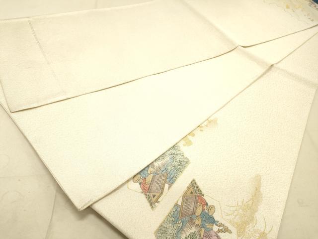 平和屋着物◎綴れ 太鼓柄袋帯 人物風景花文 金銀糸 正絹 逸品 DAAK2242zy