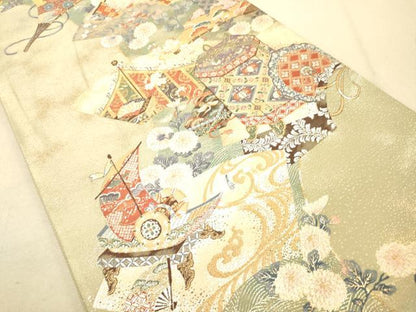 平和屋着物◎六通柄袋帯 春日織 時代絵巻 金銀糸 正絹 逸品 DAAK2247zy