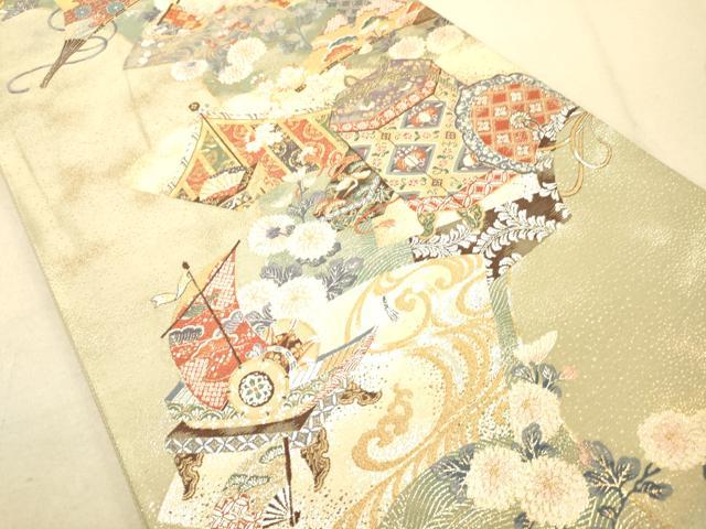 平和屋着物◎六通柄袋帯 春日織 時代絵巻 金銀糸 正絹 逸品 DAAK2247zy