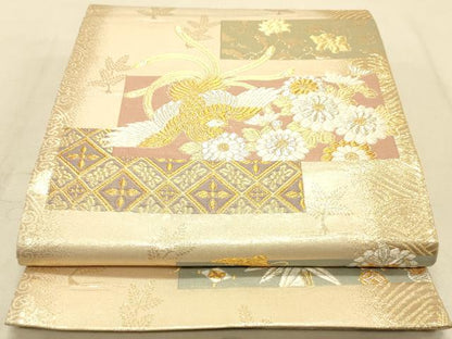 平和屋着物◎六通柄袋帯 鳳凰花文 金銀糸 正絹 逸品 DAAK2278zy