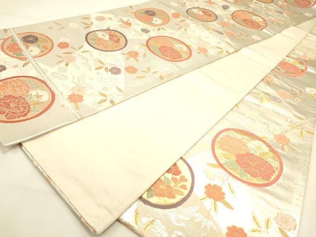 平和屋着物◎六通柄袋帯 唐織 花丸文 金銀糸 正絹 逸品 DAAK2285zy