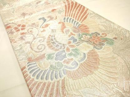 平和屋着物◎佐賀錦 六通柄袋帯 鳳凰花文 銀糸 正絹 逸品 DAAK2296zy