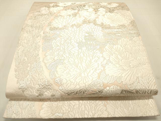 平和屋着物◎六通柄袋帯 草花丸文 銀糸 正絹 逸品 DAAK2407zy