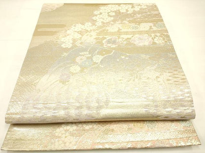 平和屋着物◎六通柄袋帯 松皮菱花文 金銀糸 正絹 逸品 DAAK2435zy