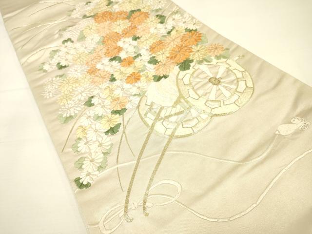 平和屋着物◎太鼓柄袋帯 駒刺繍 総刺繍 花車文 金糸 正絹 逸品 DAAK2453zy