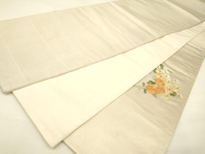 平和屋着物◎太鼓柄袋帯 駒刺繍 総刺繍 花車文 金糸 正絹 逸品 DAAK2453zy
