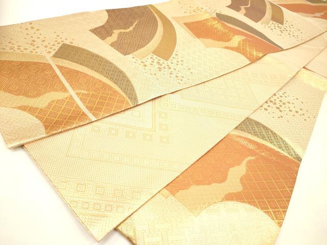 平和屋着物◎佐賀錦 両面 六通柄袋帯 地紙重ね花文 金糸 正絹 逸品 DAAK2459zy