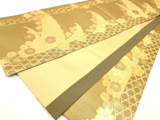 平和屋着物◎六通柄袋帯 立波花文 金糸 正絹 逸品 DAAK2468zy