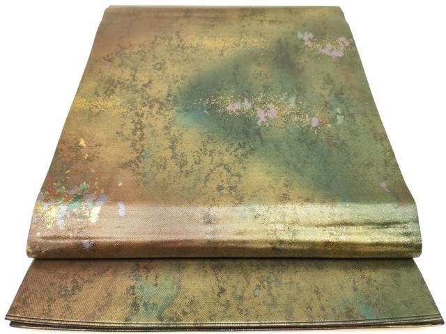 平和屋着物◎六通柄袋帯 霞文 金糸 引箔 正絹 逸品 DAAK2491zy