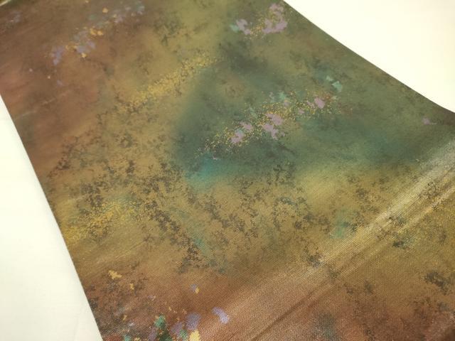 平和屋着物◎六通柄袋帯 霞文 金糸 引箔 正絹 逸品 DAAK2491zy
