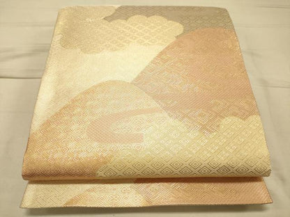 平和屋着物◎佐賀錦 六通柄袋帯 重ね山吉祥文 金糸 正絹 逸品 DAAK2558ob