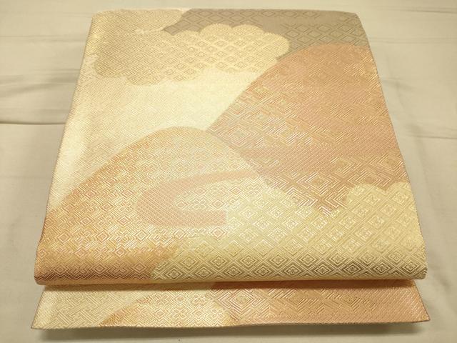 平和屋着物◎佐賀錦 六通柄袋帯 重ね山吉祥文 金糸 正絹 逸品 DAAK2558ob