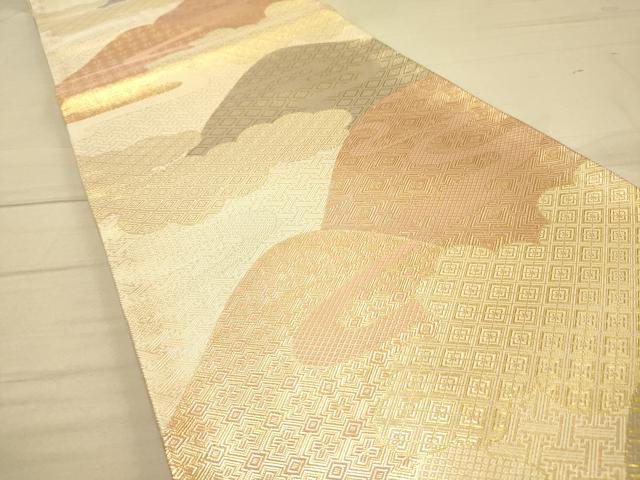 平和屋着物◎佐賀錦 六通柄袋帯 重ね山吉祥文 金糸 正絹 逸品 DAAK2558ob
