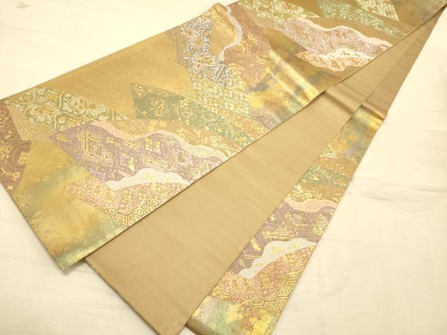 平和屋着物◎六通柄袋帯 唐織 地紙重ね吉祥花文 金糸 引箔 正絹 逸品 DAAK2560ob