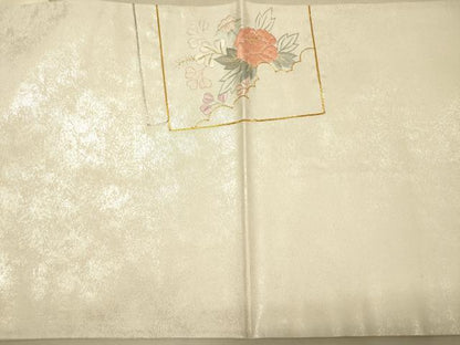 平和屋着物◎太鼓柄袋帯 駒刺繍 色紙重ね花車文 金糸 正絹 逸品 DAAK2562ob