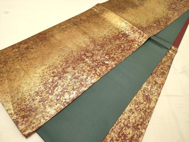 平和屋着物◎六通柄袋帯 霞文 金糸 引箔 正絹 逸品 DAAK2563ob